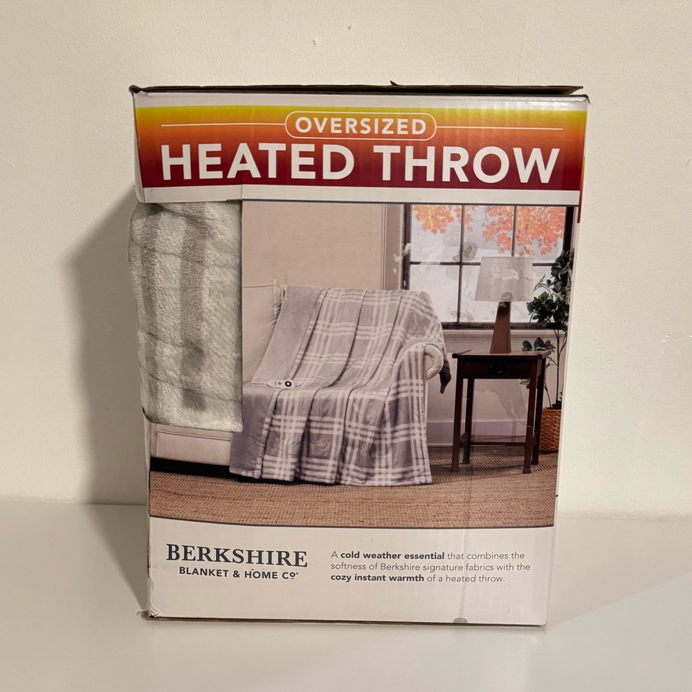 Berkshire Oversized Heated Throw Blanket - Gray (Open box, Never used)